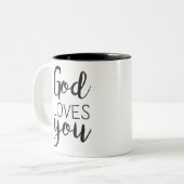 Tasse 2 Couleurs Dieu t'aime (Devant gauche)