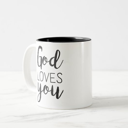 Tasse 2 Couleurs Dieu t'aime (Devant gauche)