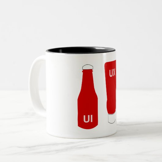 Tasse 2 Couleurs Différences entre UX et UI Ketchup (Devant gauche)
