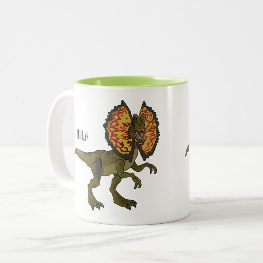 Tasse 2 Couleurs Dilophosaurus dessin animé (Devant gauche)