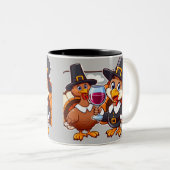 Tasse 2 Couleurs Dinde de Thanksgiving (Devant droit)