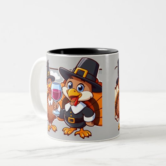 Tasse 2 Couleurs Dinde de Thanksgiving (Devant gauche)