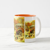 Tasse 2 Couleurs Dindons et poulets (Devant droit)