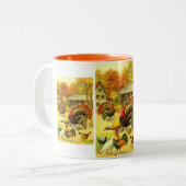Tasse 2 Couleurs Dindons et poulets (Devant gauche)