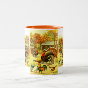 Tasse 2 Couleurs Dindons et poulets