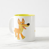 Tasse 2 Couleurs Dingo de dessin animé mignon (Devant gauche)