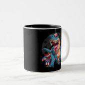 Tasse 2 Couleurs Dinosaur 4 juillet T-shirt Superhero américain (Devant droit)