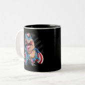 Tasse 2 Couleurs Dinosaur 4 juillet T-shirt Superhero américain (Devant gauche)