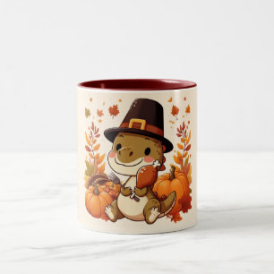 Tasse 2 Couleurs Dinosaure de Thanksgiving mignon