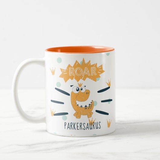 Tasse 2 Couleurs Dinosaure ROAR Personnalisé (Gauche)