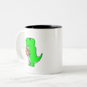 Tasse 2 Couleurs Dinosaure Vert Aime Le Football (Devant gauche)
