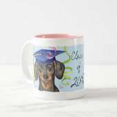 Tasse 2 Couleurs Diplômé de teckel (Devant gauche)