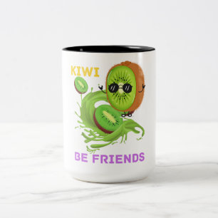 Tasse 2 Couleurs Dire drôle Pun aux fruits Kiwi être amis sur