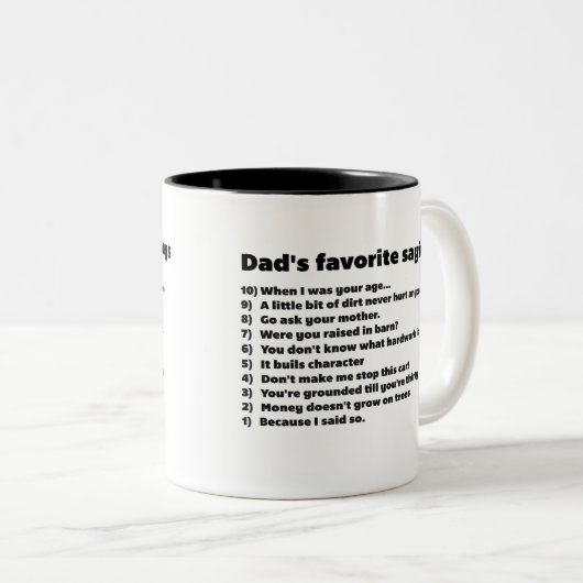 Tasse 2 Couleurs Dire du favori de 10 papas - Qoute drôle (Devant droit)