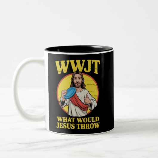 Tasse 2 Couleurs Disc Golf Wwjt What Would Jesus Throw Frisbee  (Gauche)