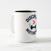 Tasse 2 Couleurs DIscipline Greater than Motivation- Gym Fitness  (Devant gauche)