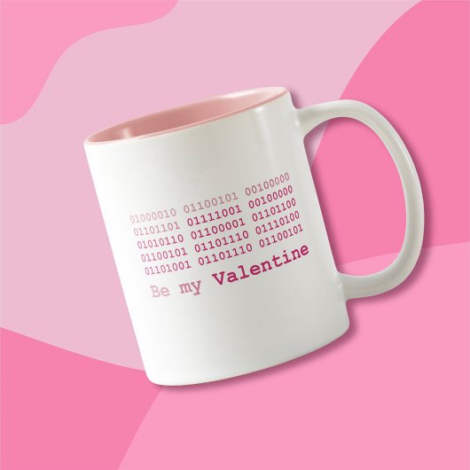 Tasse 2 Couleurs Disquette Valentine avec Binary Love Code