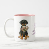 Tasse 2 Couleurs Doberman Pinscher Heart Mom (Gauche)