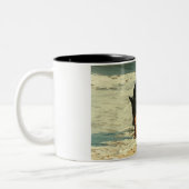 Tasse 2 Couleurs Dobermann à l'image de peinture de plage (Gauche)