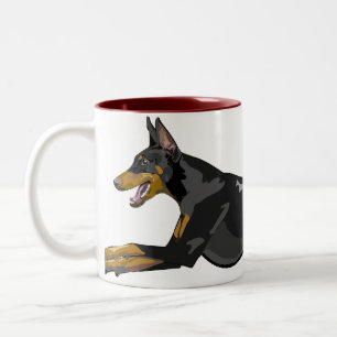 Tasse 2 Couleurs Dobermann courant, noir
