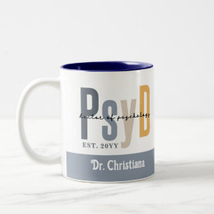 Tasse 2 Couleurs Docteur en psychologie PsyD personnalisé