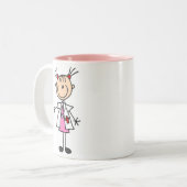 Tasse 2 Couleurs Docteur féminin Stick Figure (Devant gauche)