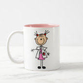 Tasse 2 Couleurs Docteur féminin Stick Figure (Gauche)
