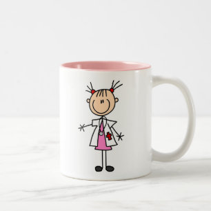 Tasse 2 Couleurs Docteur féminin Stick Figure