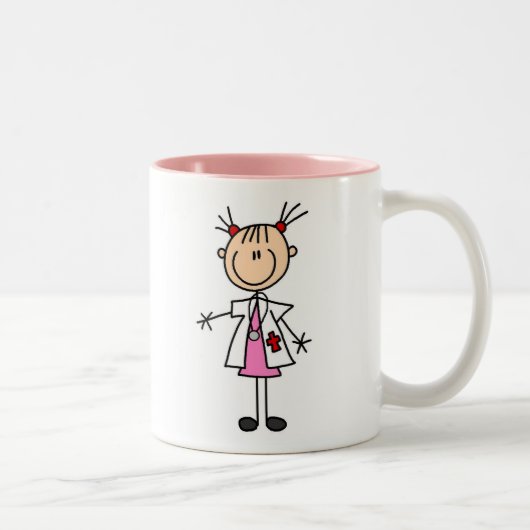 Tasse 2 Couleurs Docteur féminin Stick Figure (Droit)