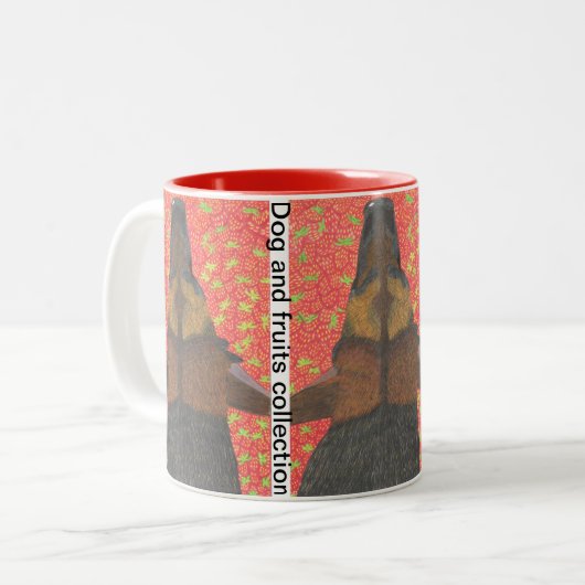 Tasse 2 Couleurs Dog and strawberry (Devant gauche)
