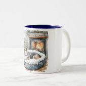 Tasse 2 Couleurs Dog Cozy Fireplace Relax (Devant droit)