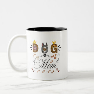 Tasse 2 Couleurs Dog Mom Leopard Print Paw Design/Leopard Dog Mom