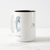 Tasse 2 Couleurs Dolphin mou, script et monogramme (Devant gauche)