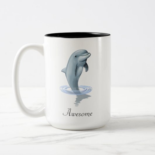 Tasse 2 Couleurs Dolphin mou, script et monogramme (Gauche)