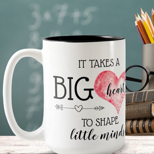 Tasse 2 Couleurs Don de l'enseignant | Citation Big Heart personnal