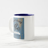Tasse 2 Couleurs Don de retraite Pêche Retraité Bois rustique (Devant gauche)