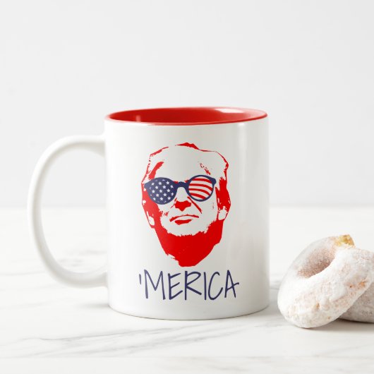 Tasse 2 Couleurs Donald Trump 'Merica (Avec donut)