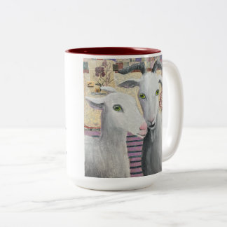 Tasse 2 Couleurs Donner l'oeil du côté - des chèvres amusantes avec