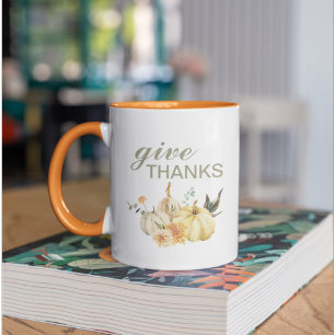 Tasse 2 Couleurs Donner Merci Citrouille Aquarelle