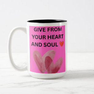 TASSE 2 COULEURS DONNEZ DE TOUT COEUR ET ÂME ❤️