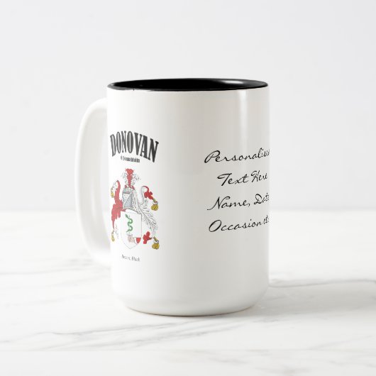 Tasse 2 Couleurs Donovan Family Crest, Traduction & Signification (Devant gauche)