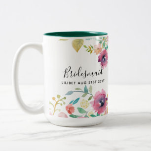 Tasse 2 Couleurs Dons de la fête de mariée du budget rose floral