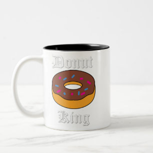 Tasse 2 Couleurs Donut King Mug, Illustration amusante, petit déjeu