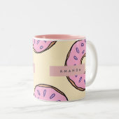 Tasse 2 Couleurs Donut rose pastel personnalisé (Devant droit)