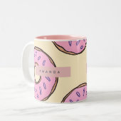 Tasse 2 Couleurs Donut rose pastel personnalisé (Devant gauche)