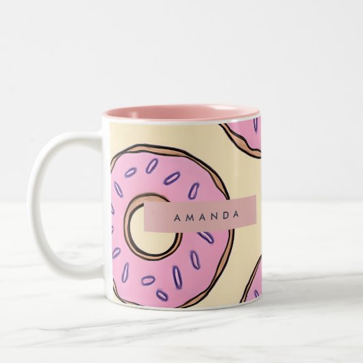 Tasse 2 Couleurs Donut rose pastel personnalisé (Gauche)