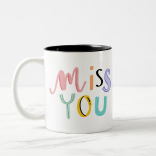 Tasse 2 Couleurs Doodle coloré Mlle vous jolie typographie