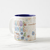 Tasse 2 Couleurs Doodle d'aquarelle du bon matin (Devant gauche)