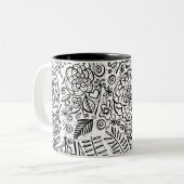 Tasse 2 Couleurs doodle floral (Devant gauche)