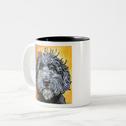 Tasse 2 Couleurs Doodle noir (Devant gauche)